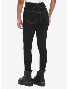 Black & White Zipper Super Skinny Jeans, , hi-res