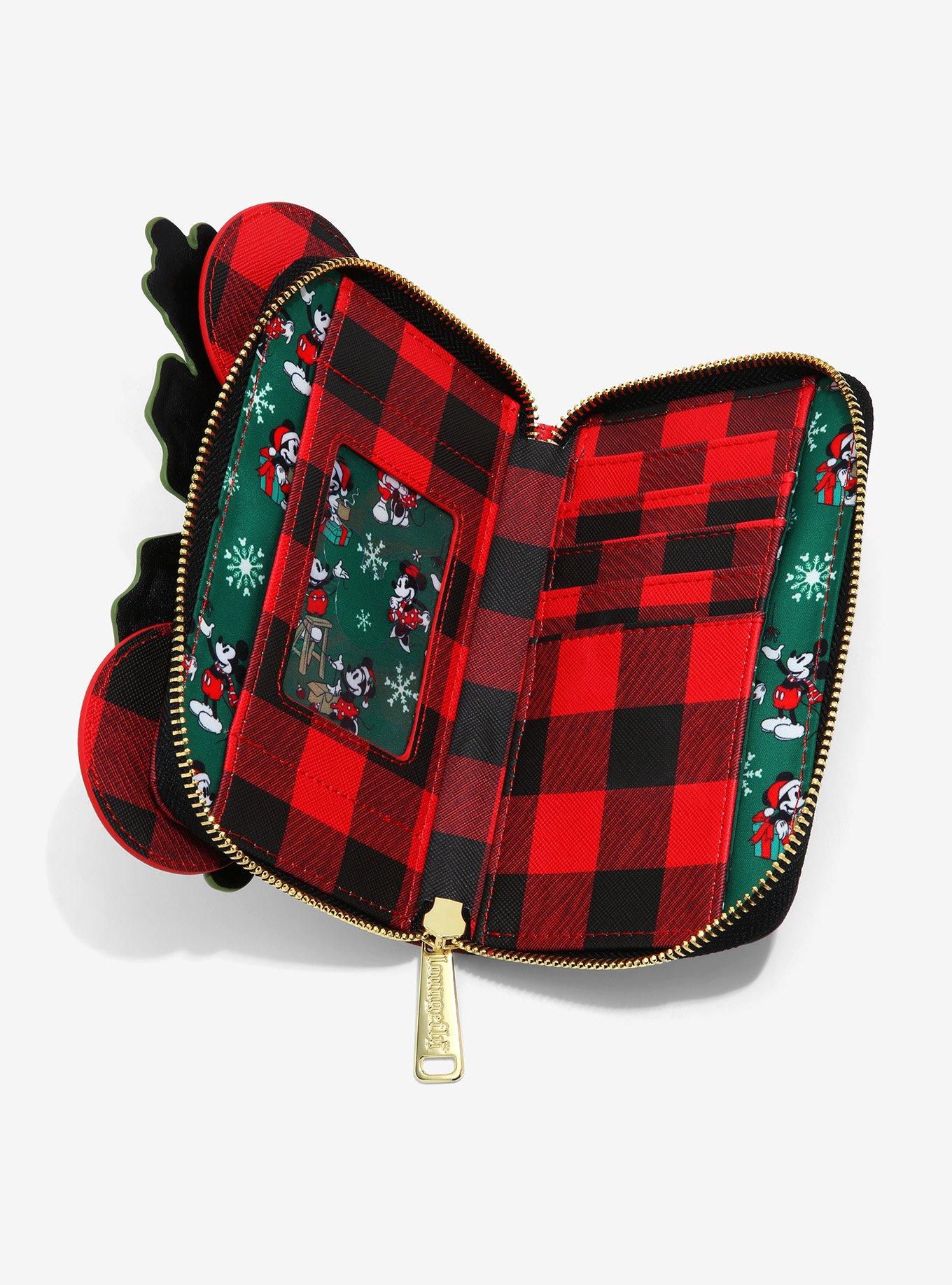 Disney Minnie Mouse Plaid Holiday Small Zip Wallet , , alternate