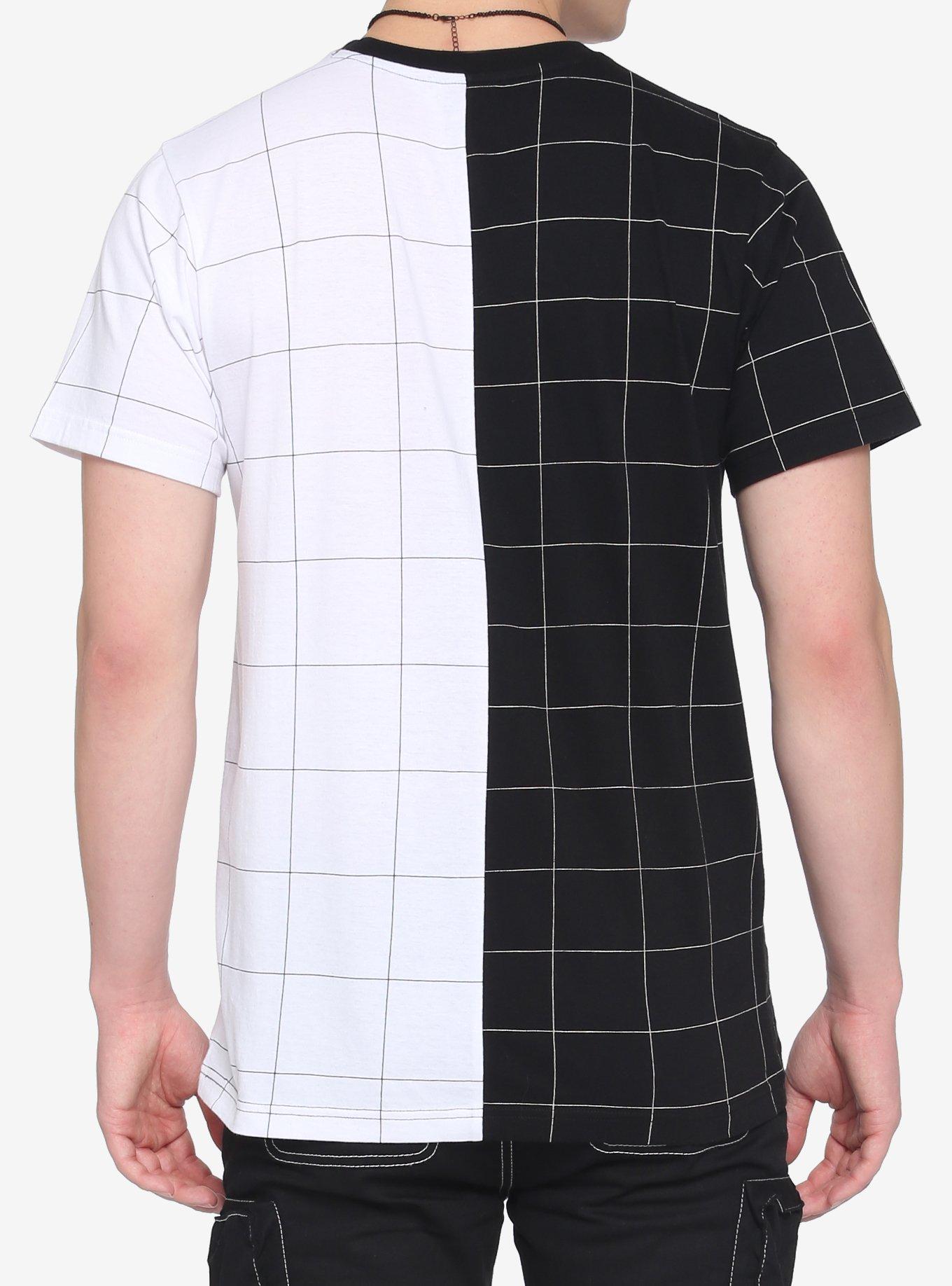 Black & White Split Grid T-Shirt, BLACK, alternate