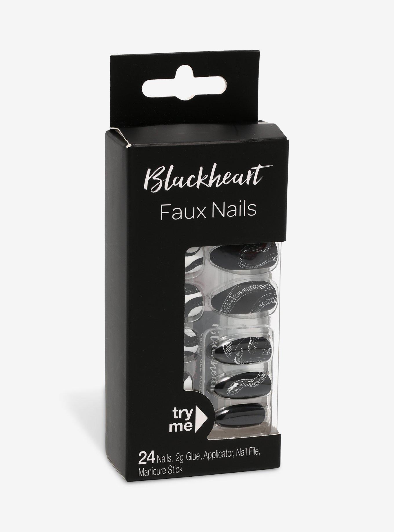 Black & White Snake Faux Nail Set, , alternate