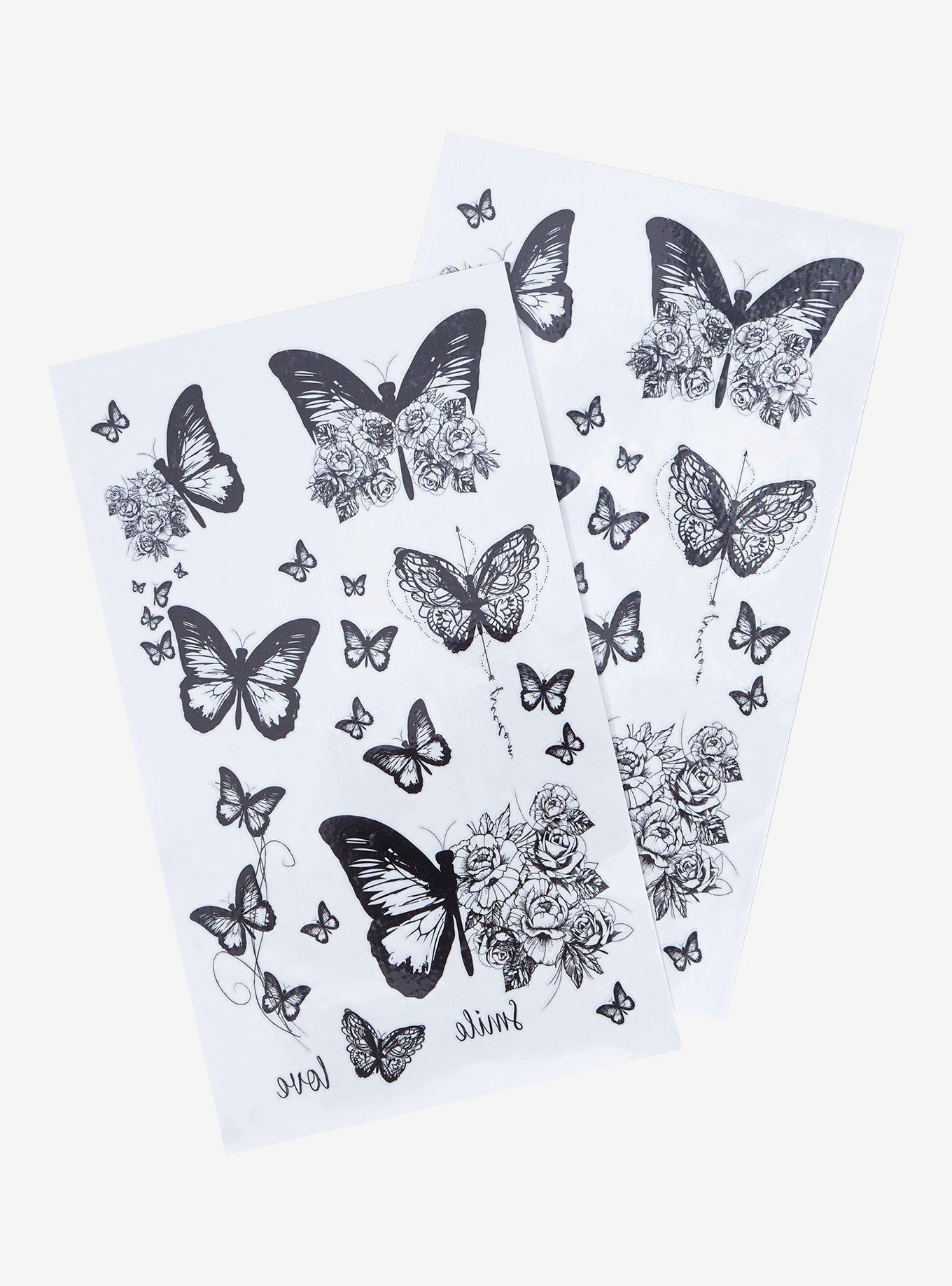 Blackheart Butterfly Temporary Tattoos, , alternate