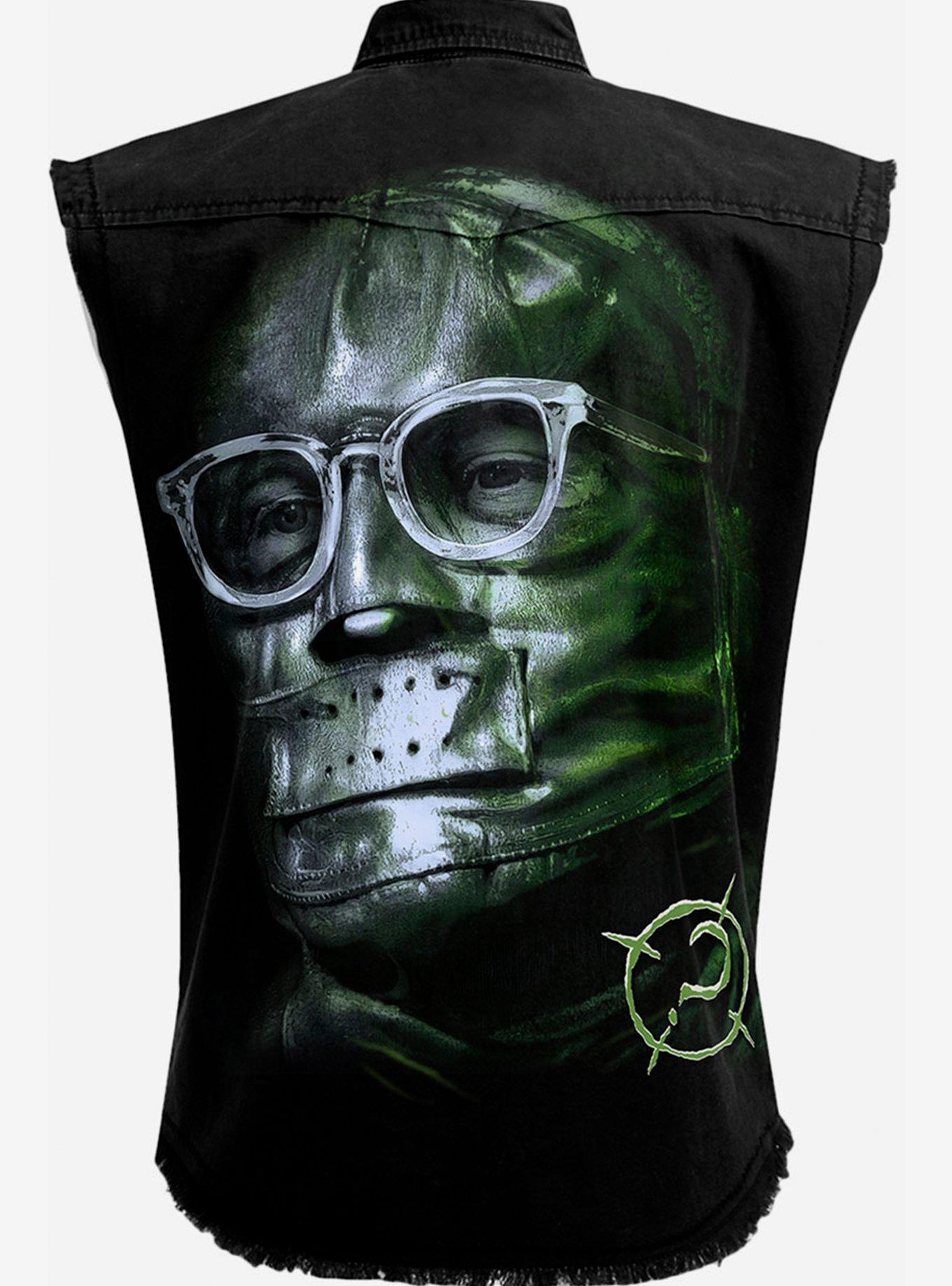 DC Comics The Batman Riddler Glow In The Dark Sleeveless Woven Button-Up, BLACK, alternate