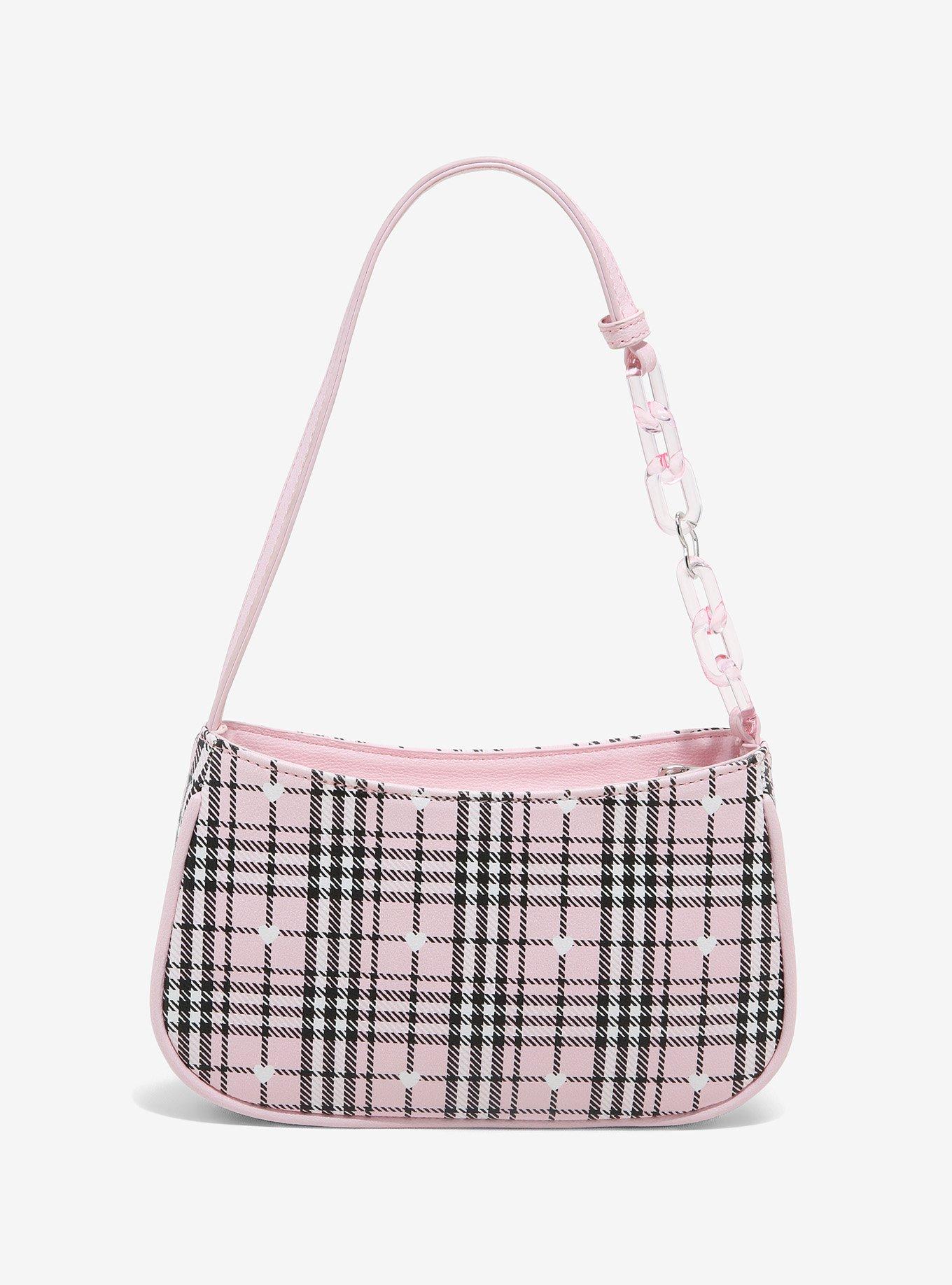 Pink Plaid Baguette Bag, , alternate