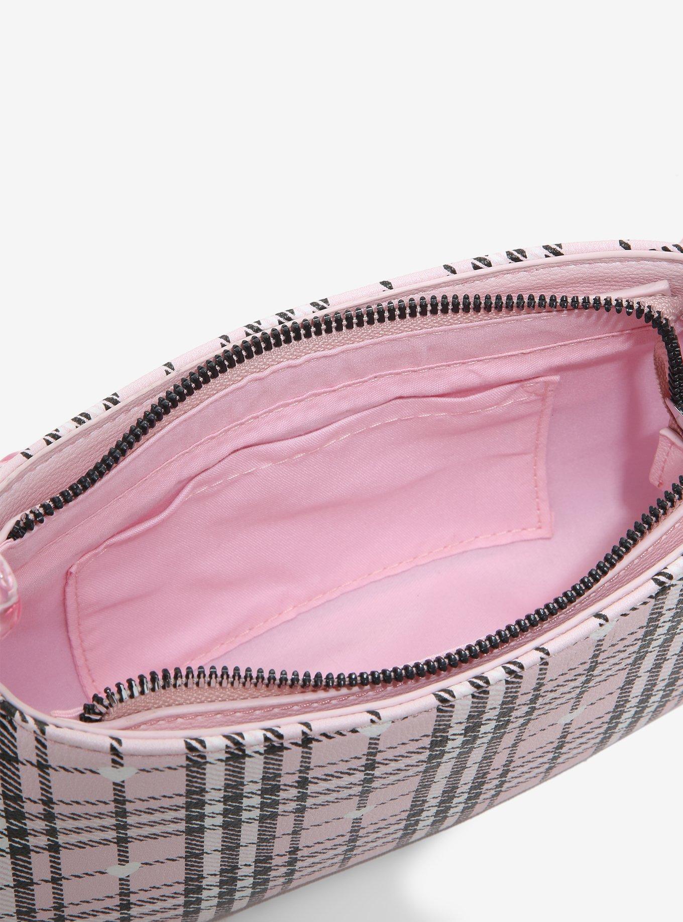 Pink Plaid Baguette Bag, , alternate