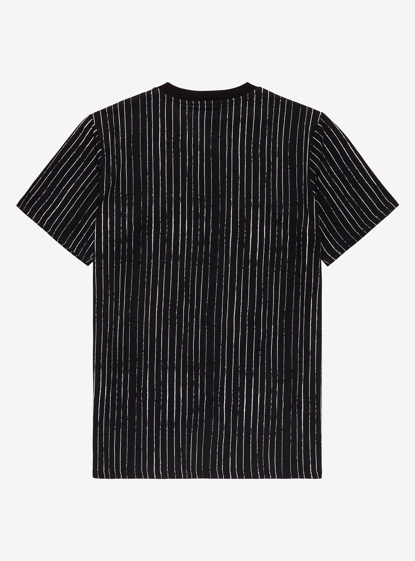Disney The Nightmare Before Christmas Jack Skellington's Striped Suit Henley T-Shirt - BoxLunch Exclusive, BLACK WHITE STRIPE, alternate