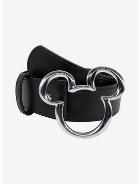 Disney Mickey Mouse Ears Silver Buckle Vegan Leather Belt, , hi-res