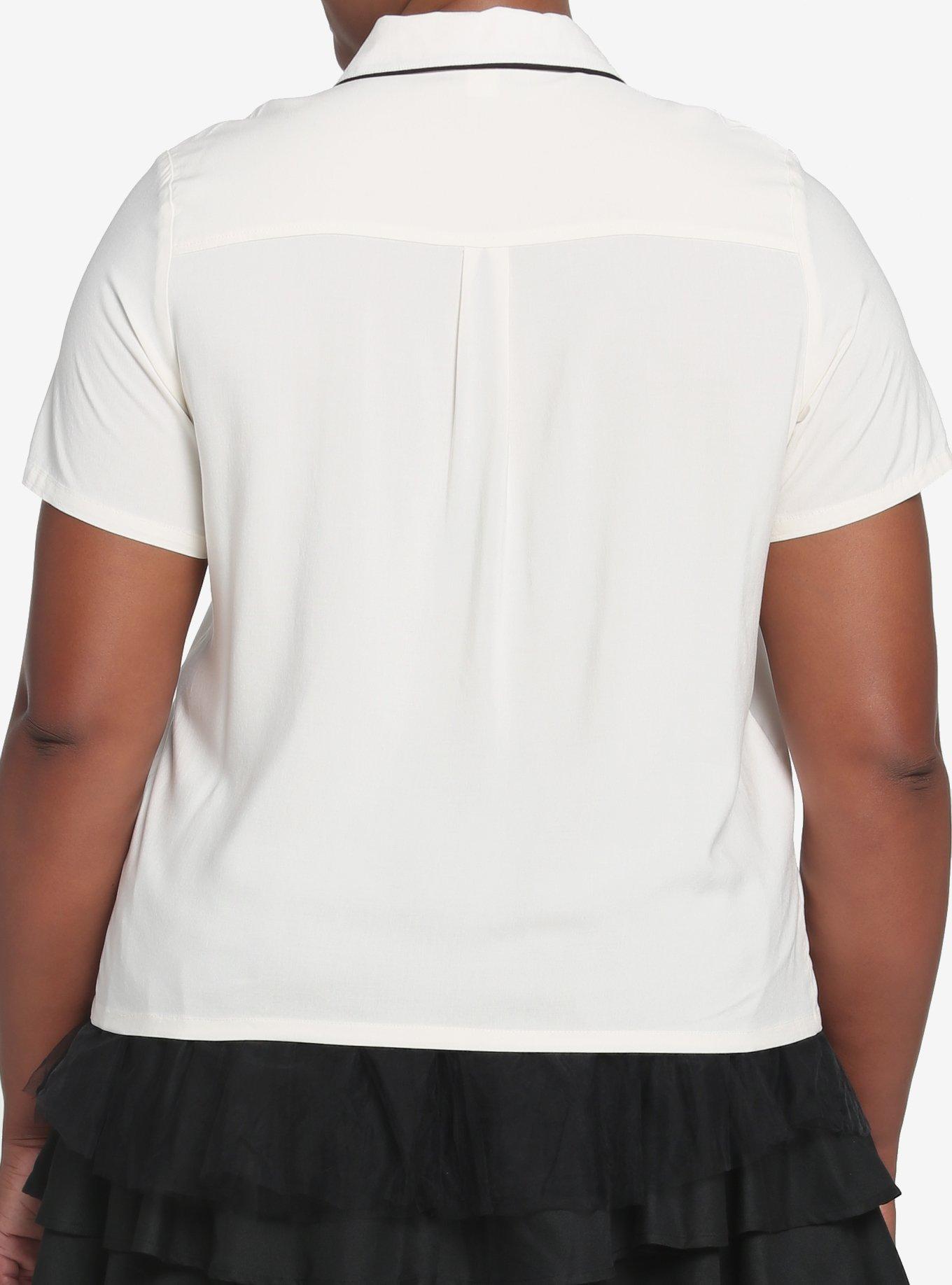 Harry Potter Hogwarts Crest Boxy Woven Button-Up Plus Size, OFF WHITE, alternate