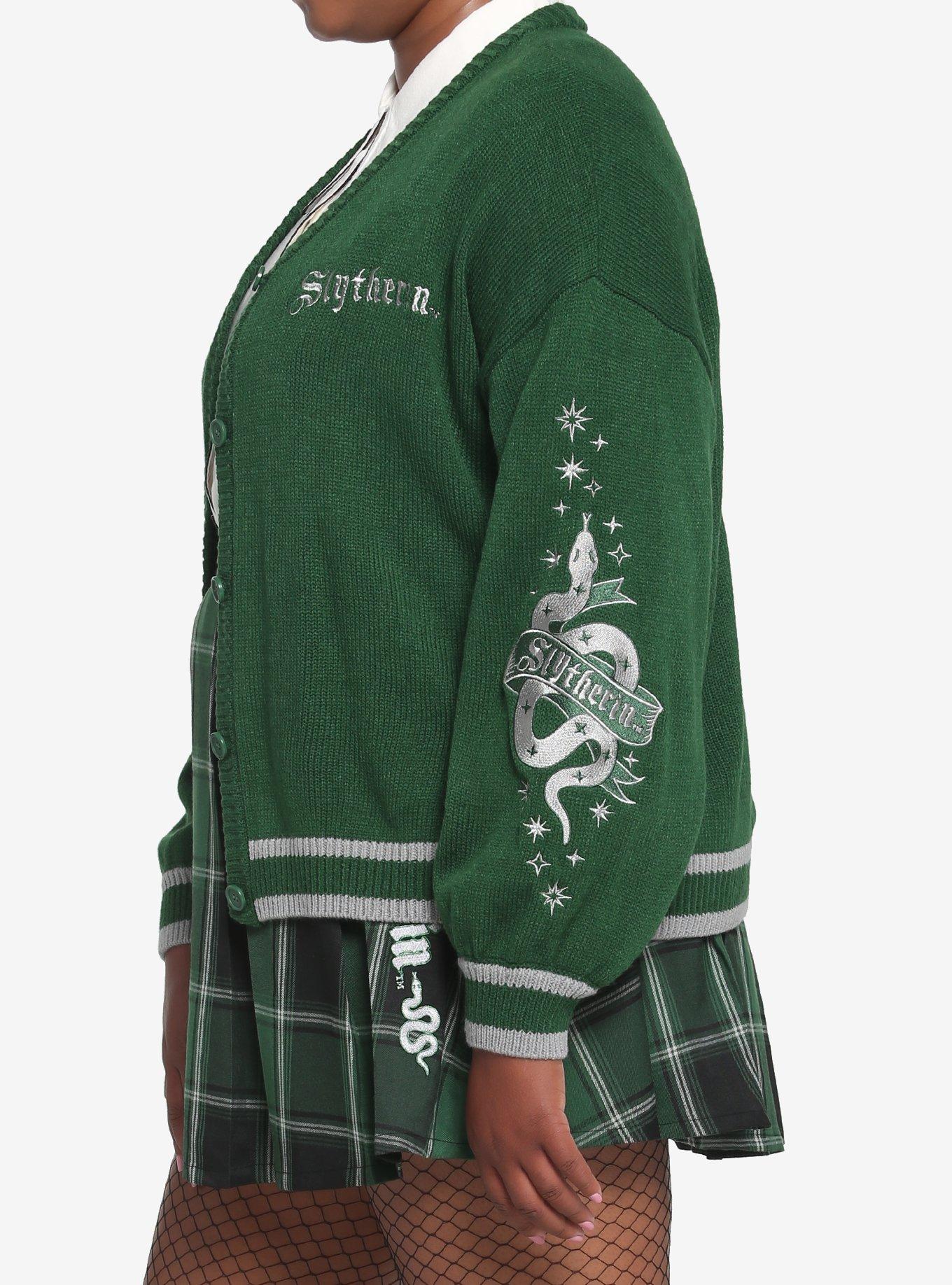 Harry Potter Slytherin Skimmer Cardigan Plus Size, DARK GREEN, alternate