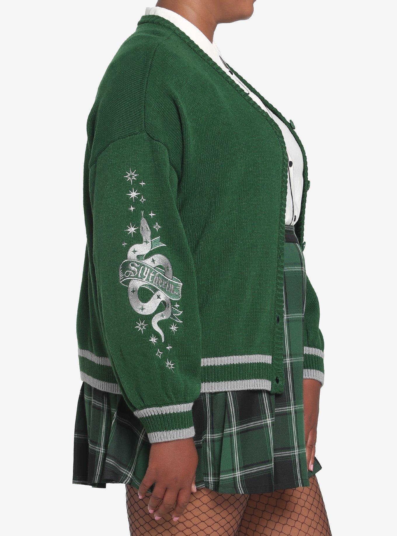 Harry Potter Slytherin Skimmer Cardigan Plus Size, DARK GREEN, alternate