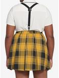 Harry Potter Hufflepuff Pleated Suspender Skirt Plus Size, PLAID - YELLOW, alternate