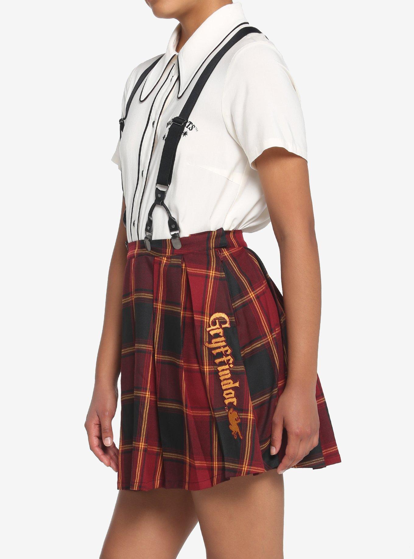 Harry Potter Halloween Costume Costume Plaid Gryffindor Skirt Suspender S  (4/6)