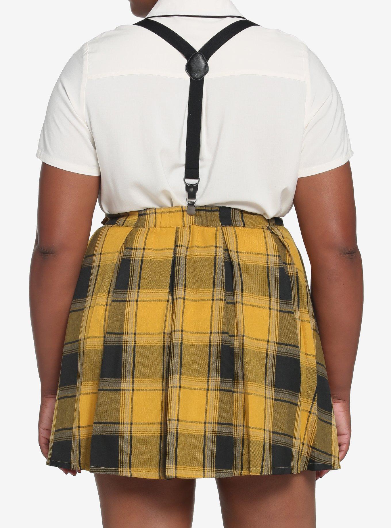 Harry Potter Hufflepuff Pleated Suspender Skirt Plus Size, MULTI, alternate