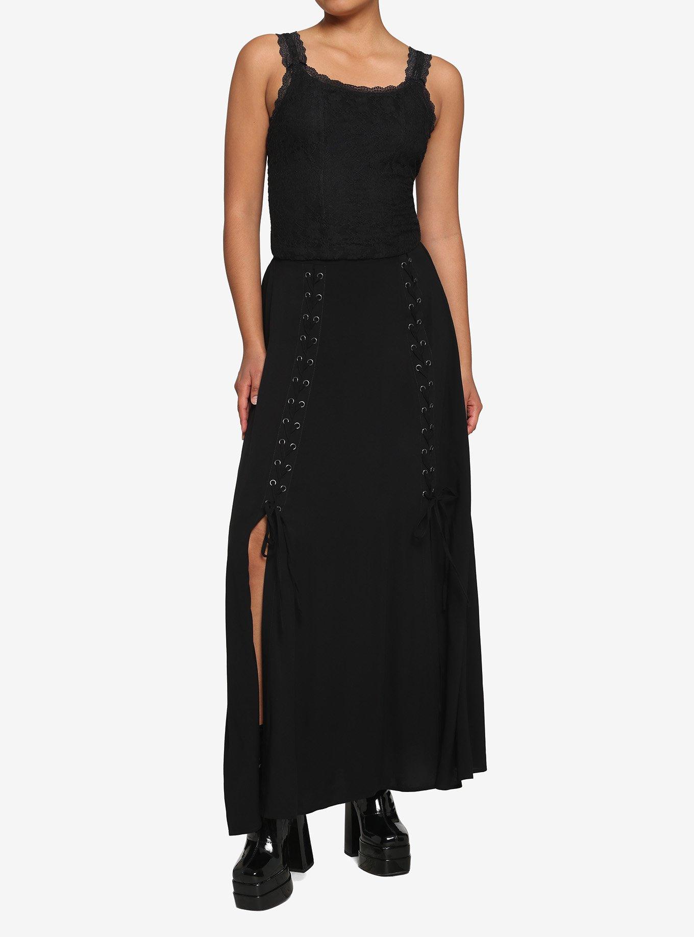 Black Lace Girls Tank Top, BLACK, alternate