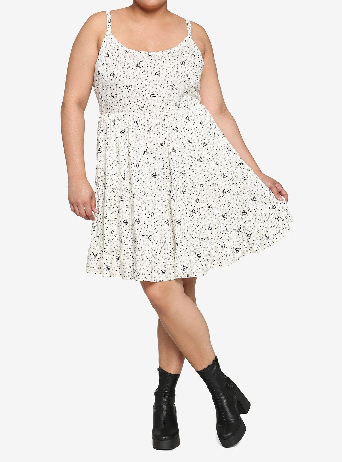 Ivory Music Note Tiered Dress Plus Size, IVORY, alternate