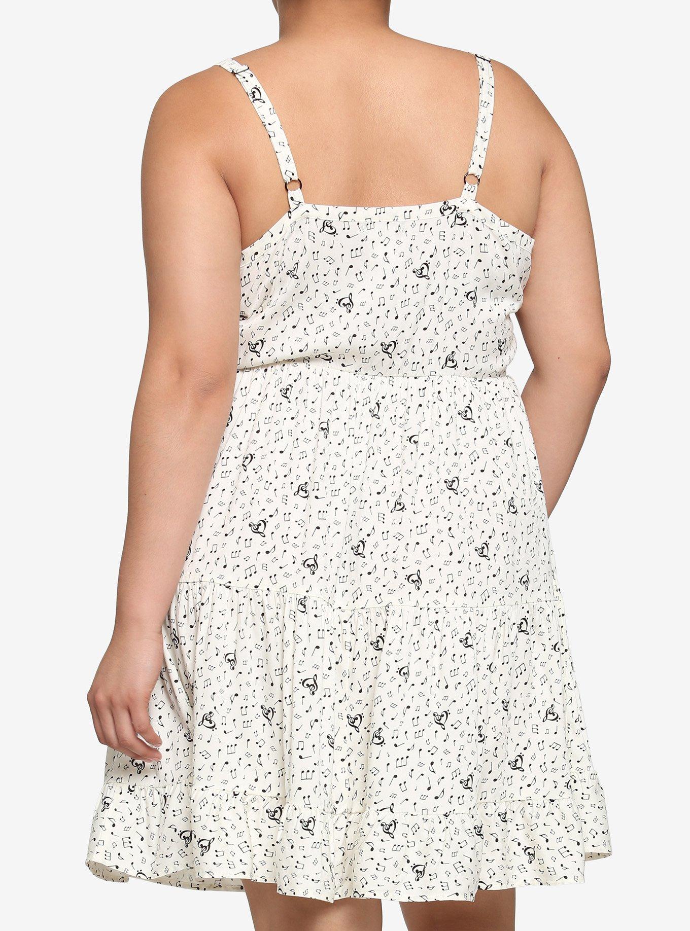 Ivory Music Note Tiered Dress Plus Size, IVORY, alternate