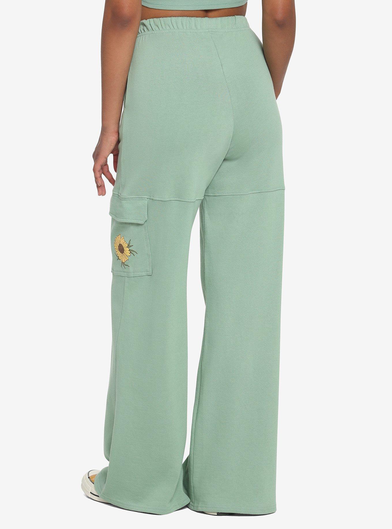 Mushroom Flower Girls Lounge Pants, SAGE GREEN, alternate