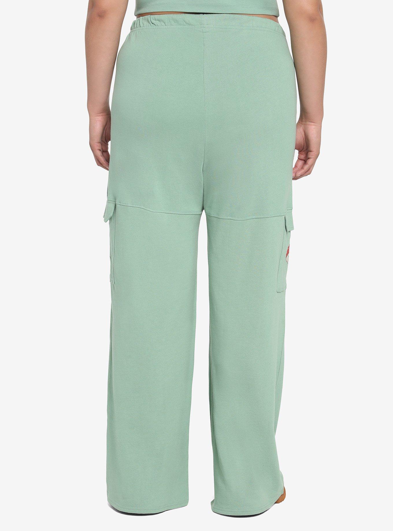 Mushroom Flower Girls Lounge Pants Plus Size, SAGE GREEN, alternate