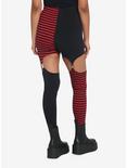 Black & Red Split Garter Leggings, BLACK  WHITE, alternate