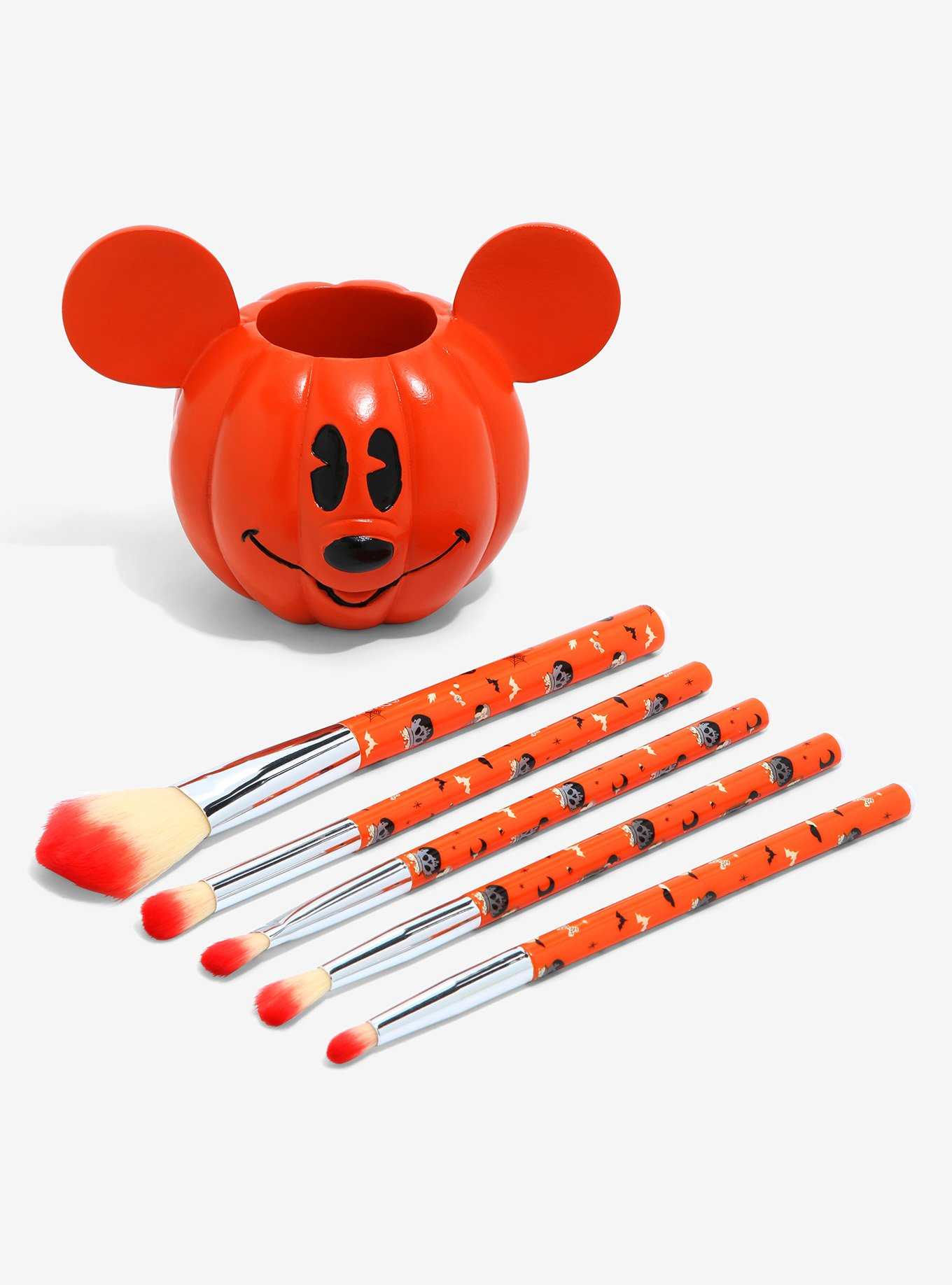 Disney Mickey Mouse Jack-O'Lantern Makeup Brush Set & Holder - BoxLunch Exclusive, , hi-res