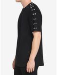 Black Grommet Sleeve T-Shirt, BLACK, alternate