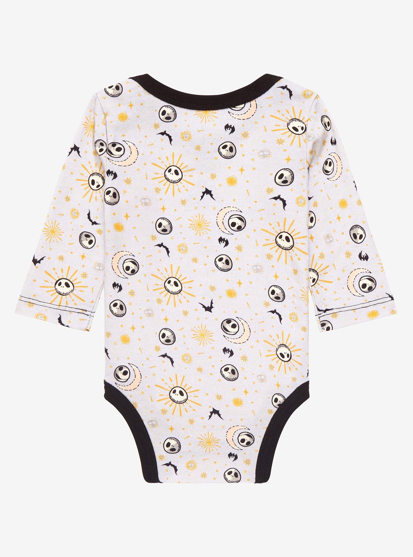 Disney The Nightmare Before Christmas Jack Skellington Allover Print Long Sleeve Infant One-Piece - BoxLunch Exclusive, BLACK GREY STRIPE, alternate