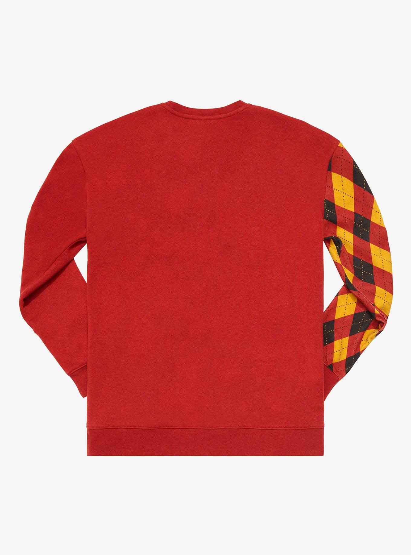 Harry Potter Gryffindor Argyle Crewneck - BoxLunch Exclusive , DARK RED, alternate