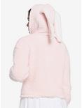 Pink Bunny Sherpa 3D Ears Girls Hoodie, PINK, alternate