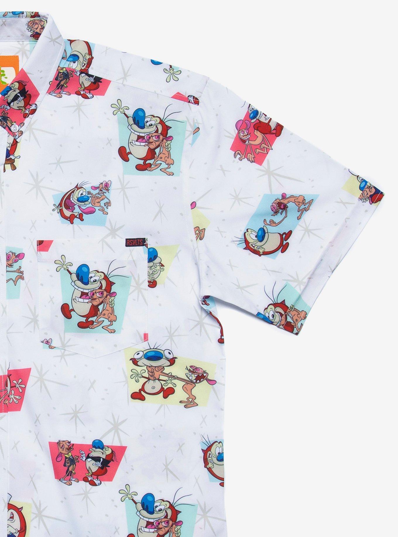 RSVLTS Ren & Stimpy Happy Happy Joy Joy Woven Button-Up, MULTI, alternate