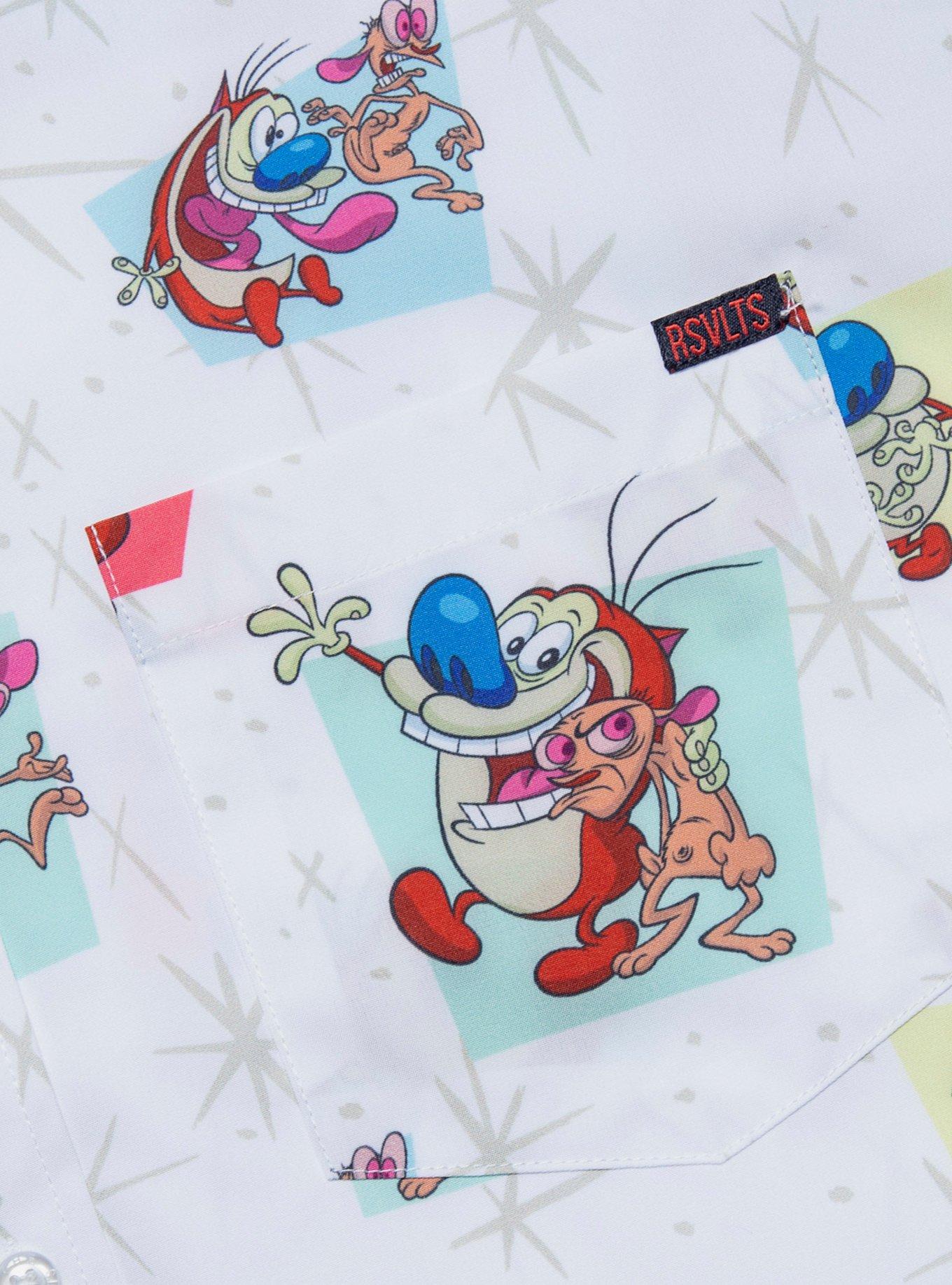 RSVLTS Ren & Stimpy Happy Happy Joy Joy Woven Button-Up, MULTI, alternate