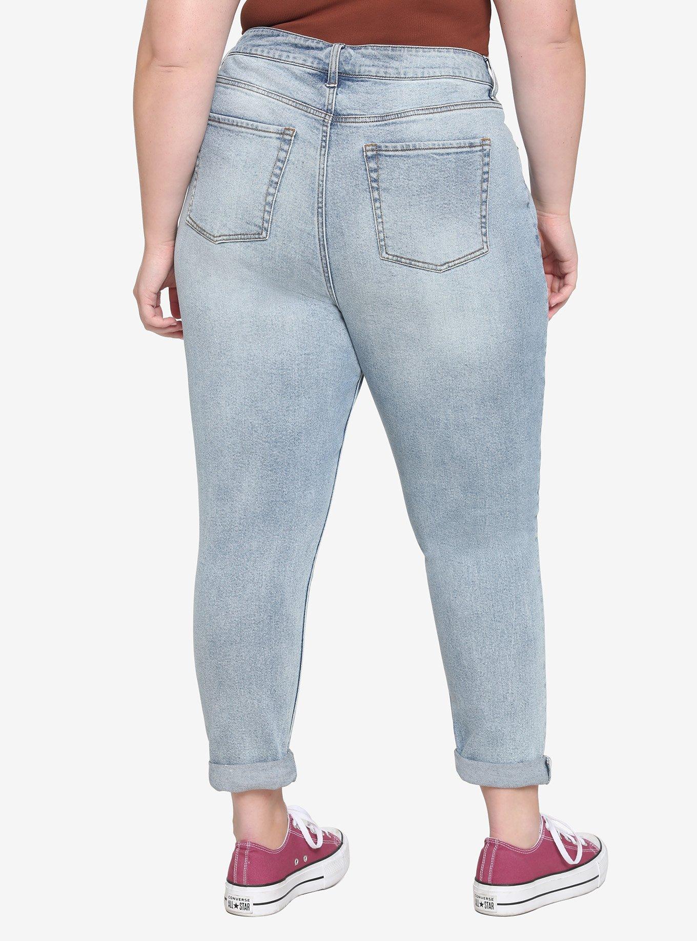 Disney Beauty And The Beast Roses Mom Jeans Plus Size, MULTI, alternate