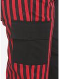 Black & Red Stripe Split Cargo Joggers With Belt, BLACK  RED, alternate