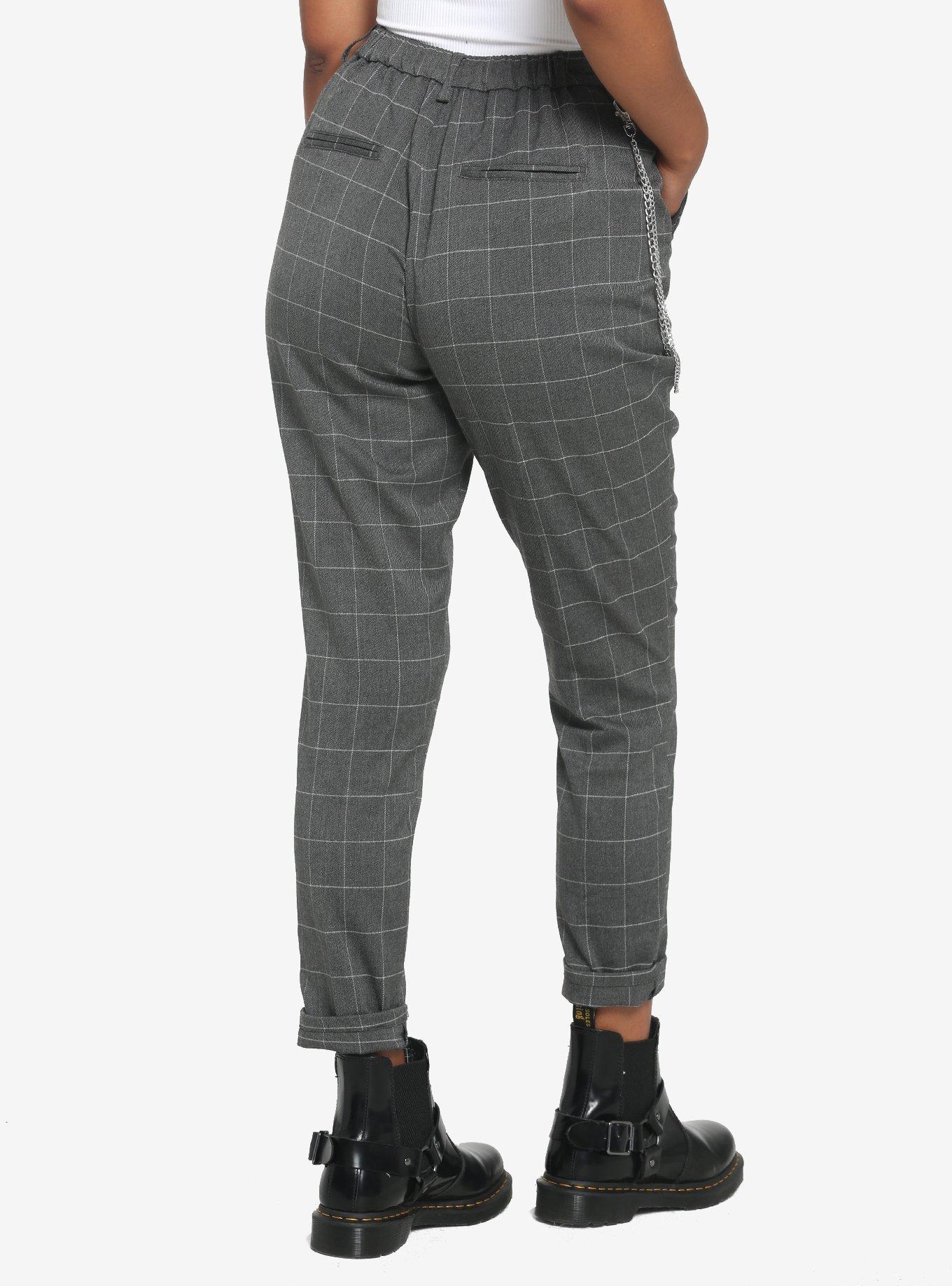 Grey Grid Side Chain Pants, GREY, alternate