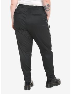 Black Chain Zipper Pants Plus Size, , hi-res