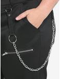Black Chain Zipper Pants Plus Size, BLACK, alternate
