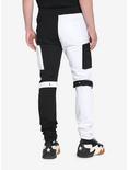Black & White Split Jogger Pants, BLACK  WHITE, alternate