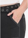 Black Cargo Side Chain Carpenter Pants With Belt Plus Size, BLACK, alternate