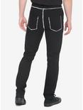 Black & White Contrast Painted Skinny Jeans, BLACK  WHITE, alternate