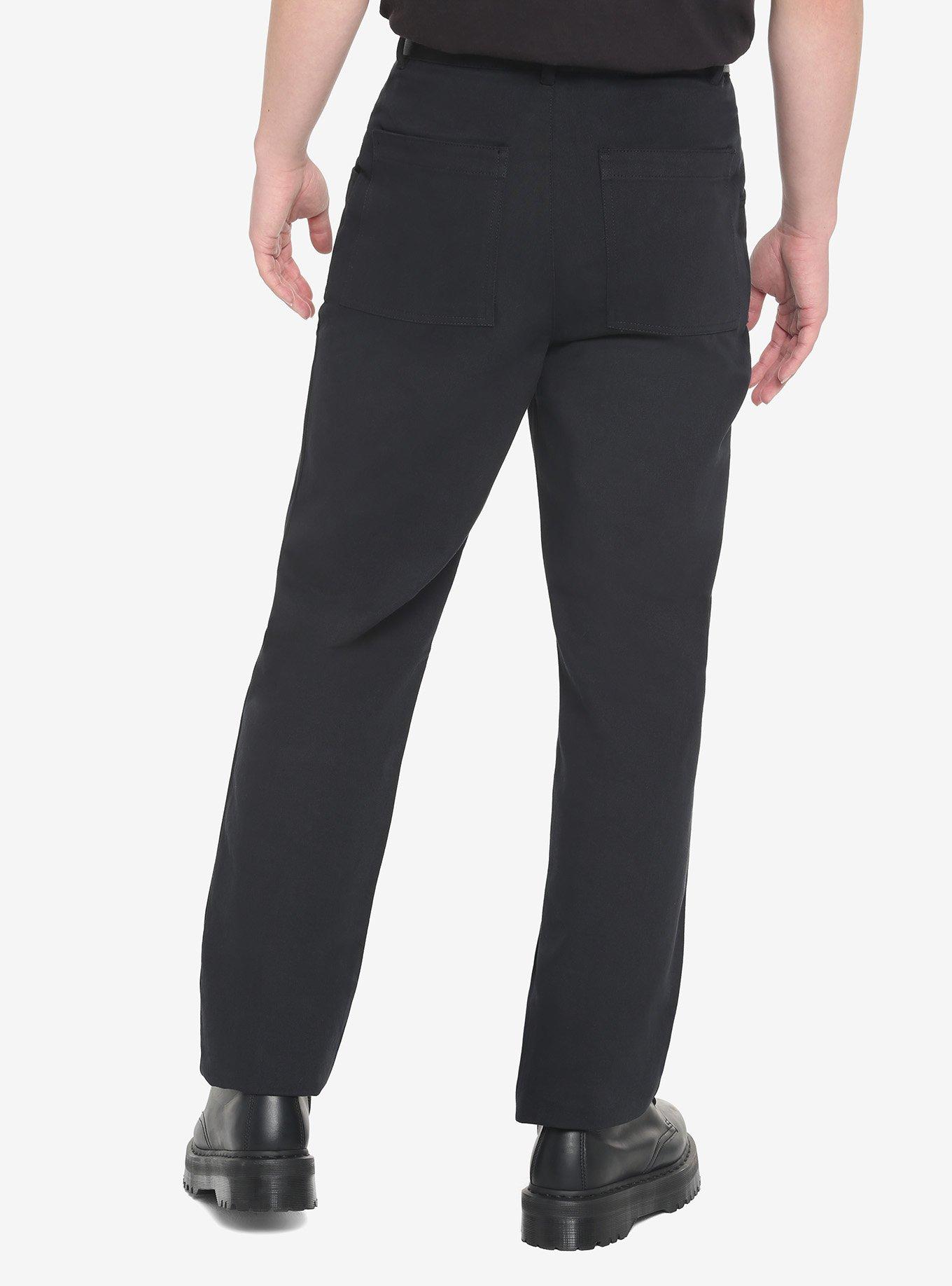 Black Belted Wide Leg Pants, BLACK, alternate