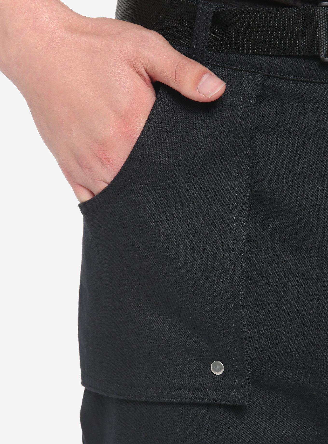 Black Belted Wide Leg Pants, BLACK, alternate