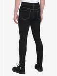 Black Ankle Zipper Skinny Jeans, BLACK  WHITE, alternate