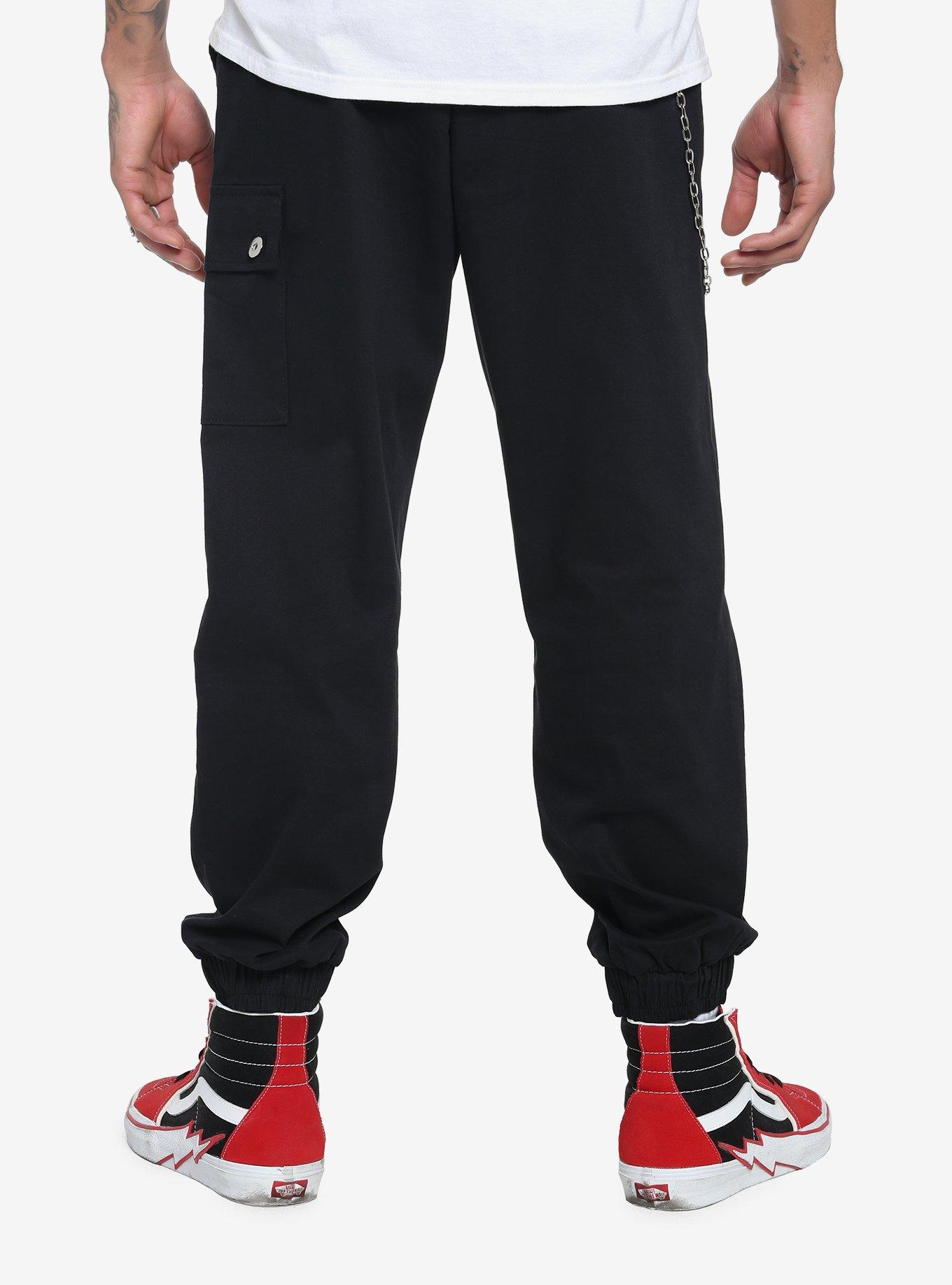 Death Skull Jogger Pants, BLACK  WHITE, alternate