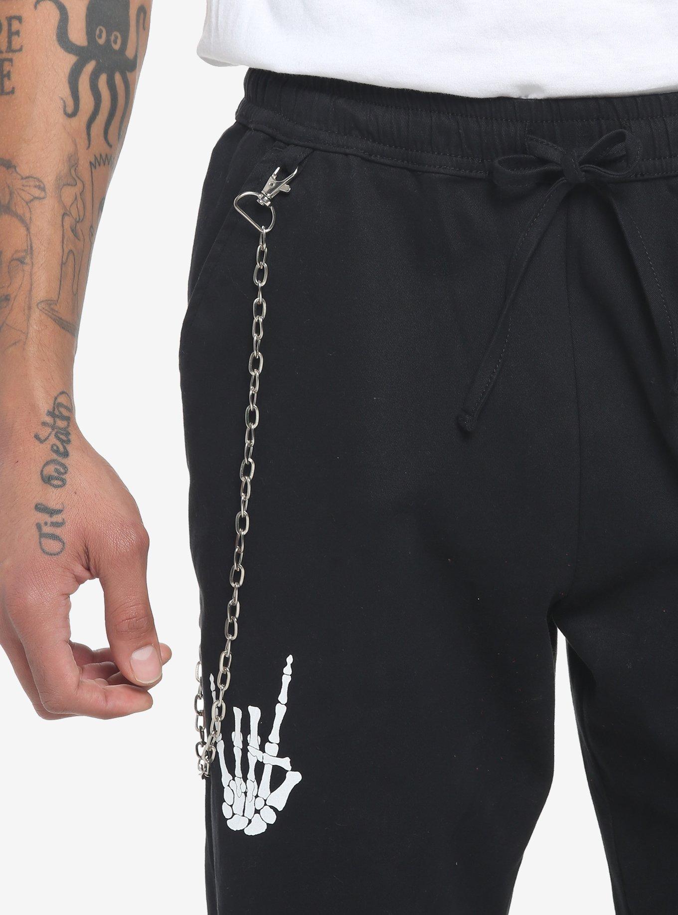 Death Skull Jogger Pants, BLACK  WHITE, alternate
