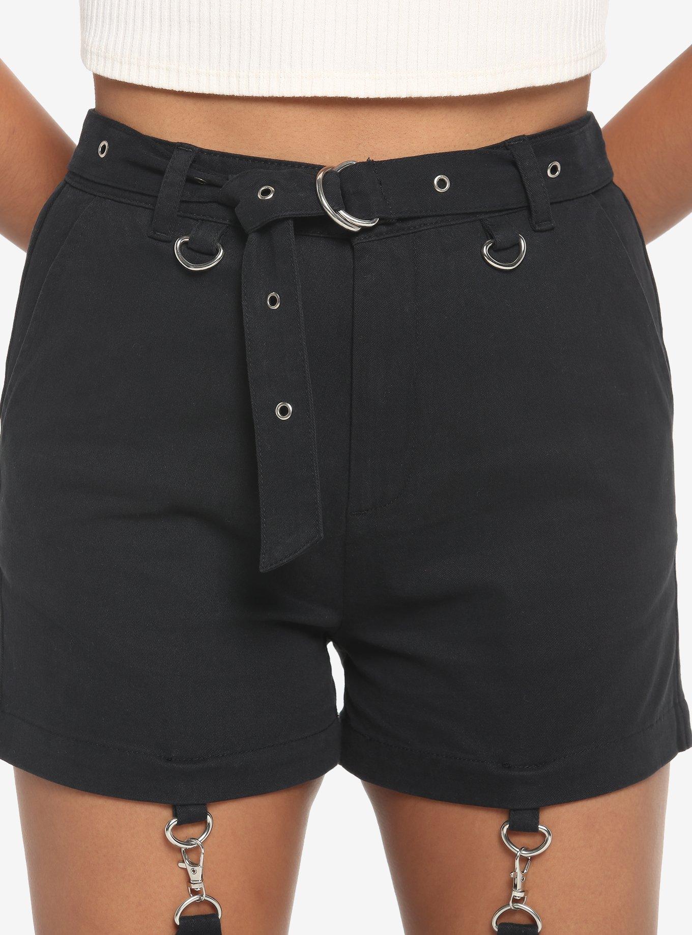 Black Garter Flare Pants, BLACK, alternate