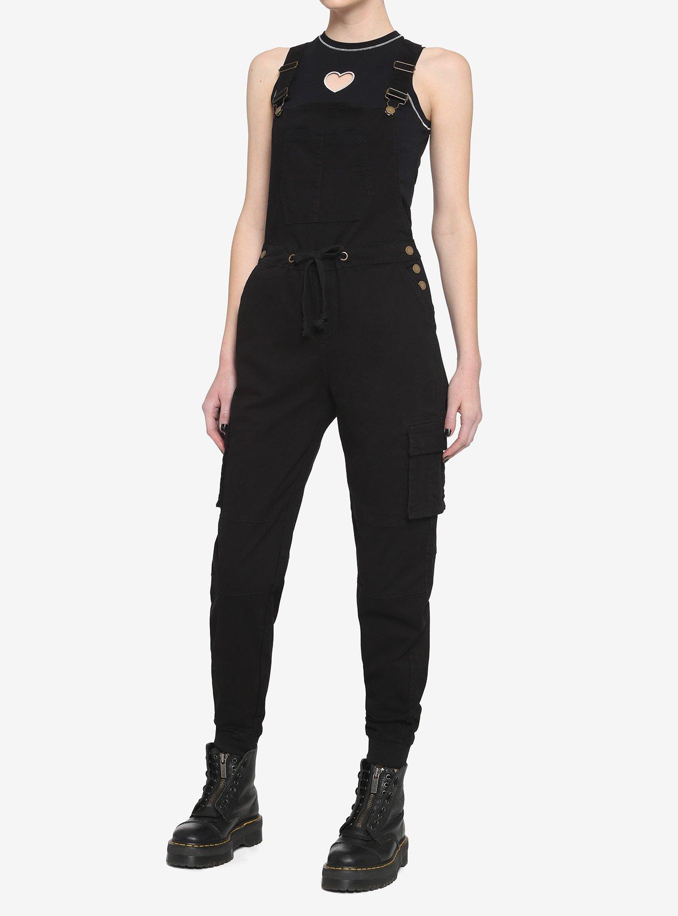 Black Tie-Waist Jogger Overalls, BLACK, alternate