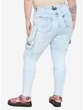 Acid Wash Cargo Skinny Jeans Plus Size, INDIGO, alternate