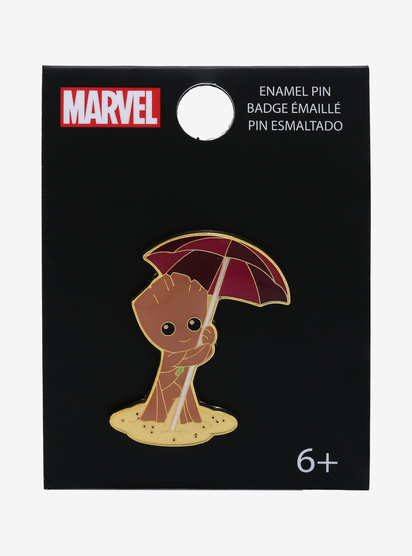 Loungefly Marvel Guardians of the Galaxy Baby Groot Beach Umbrella Enamel Pin - BoxLunch Exclusive