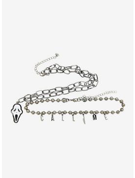 Scream Ghost Face Call Me Chain Necklace Set, , hi-res
