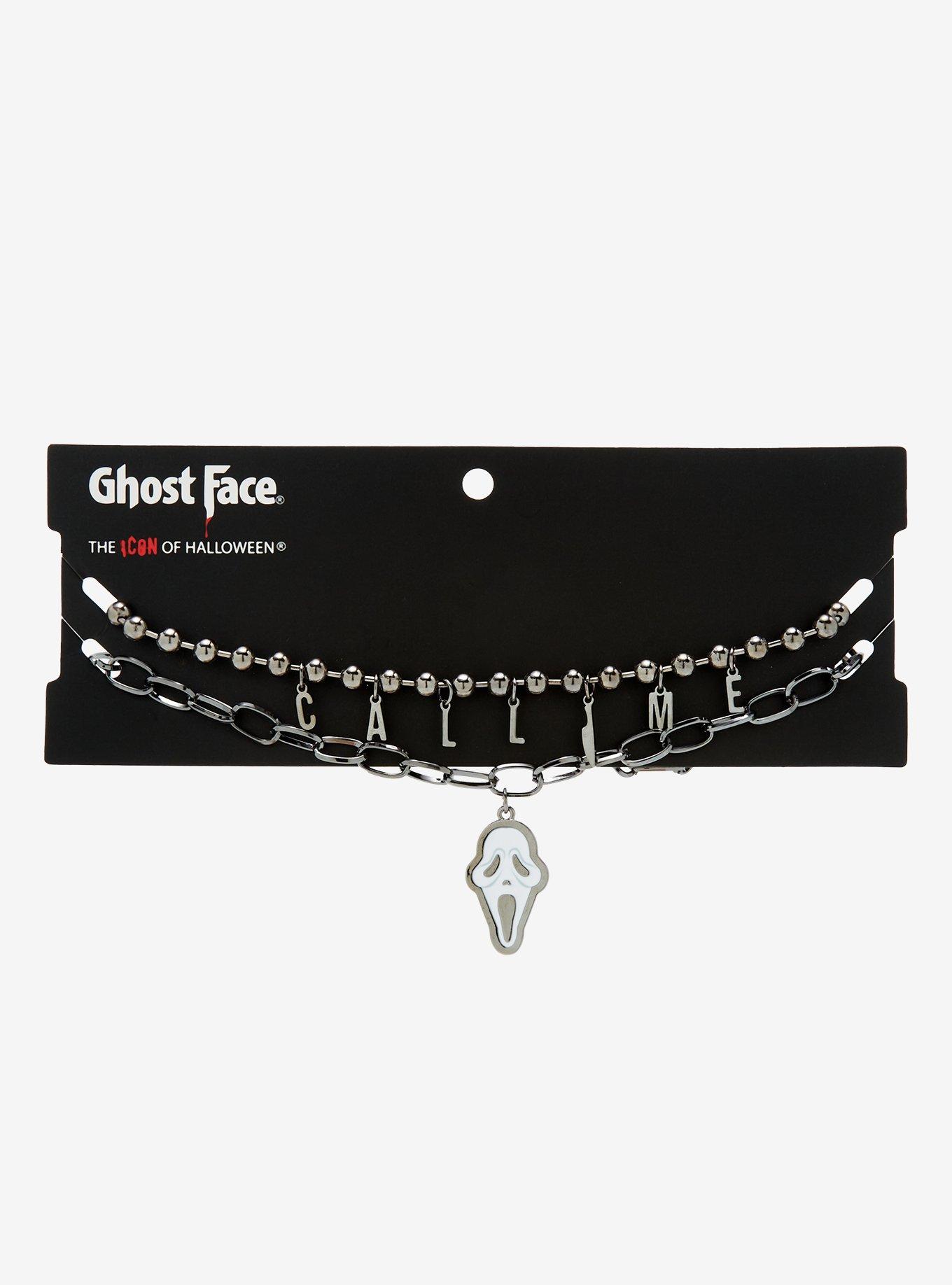 Scream Ghost Face Call Me Chain Necklace Set, , alternate