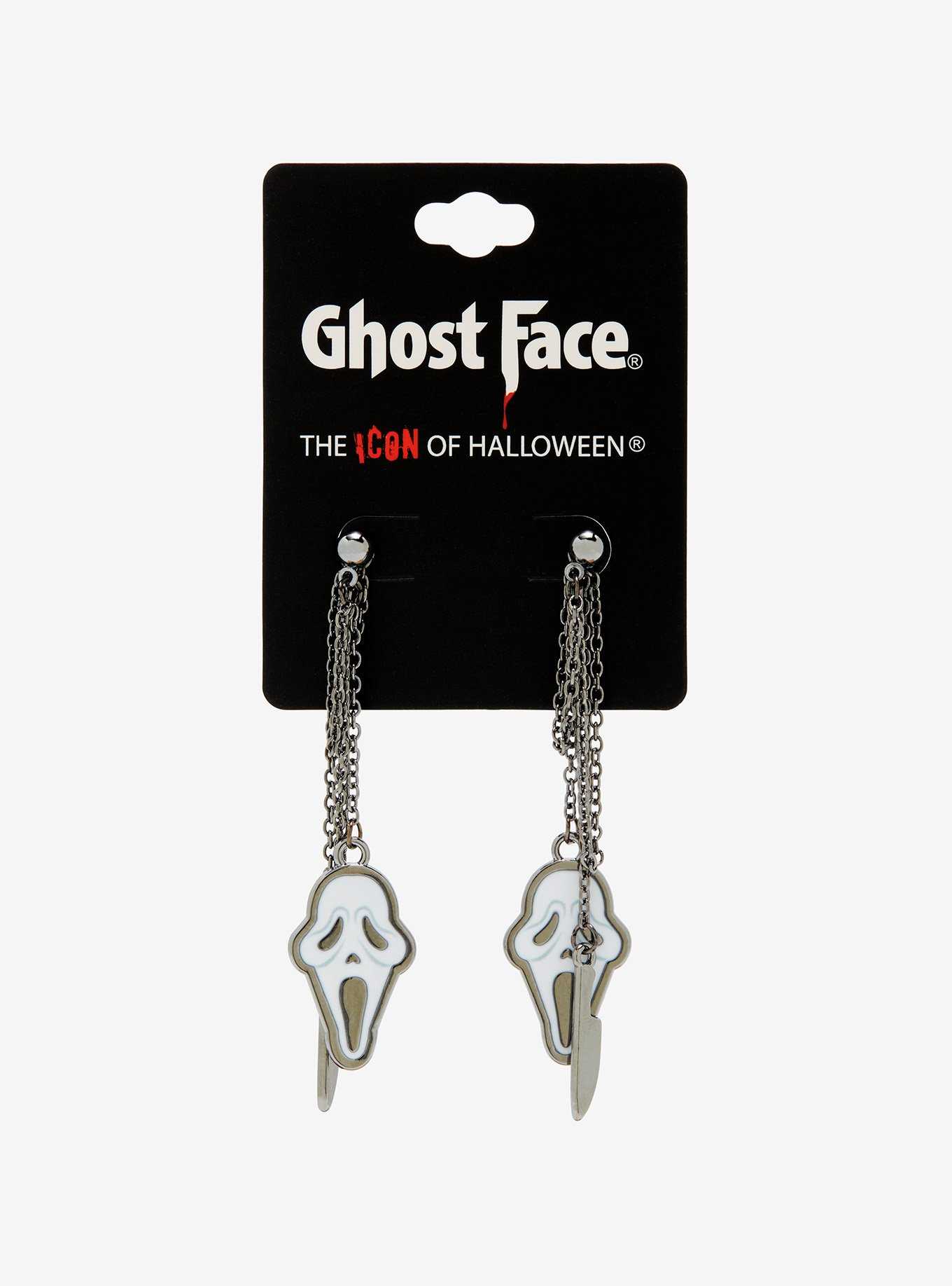Scream Ghost Face Knife Front/Back Stud Earrings, , hi-res