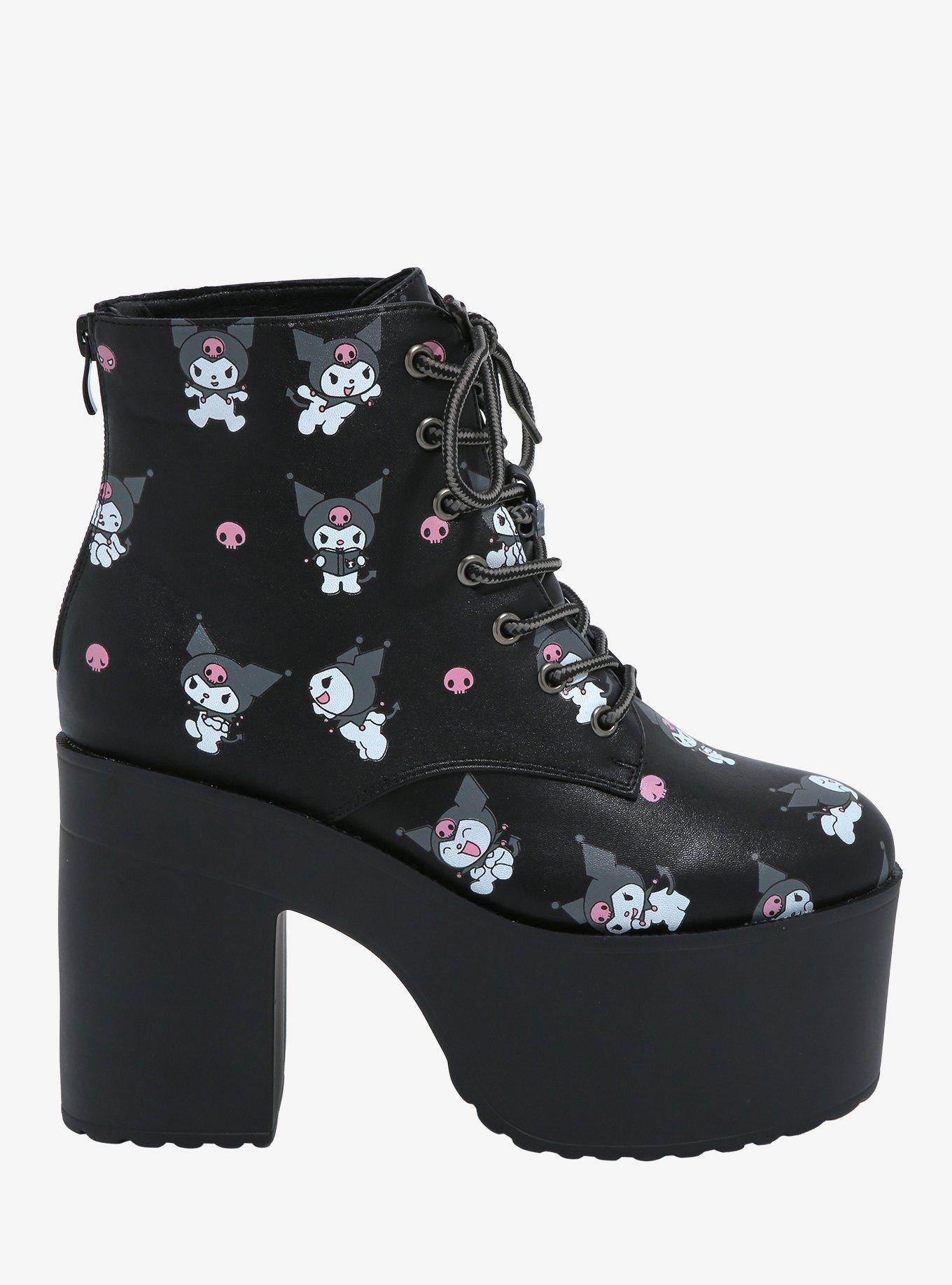 Kuromi Lace-Up Platform Boots, MULTI, alternate